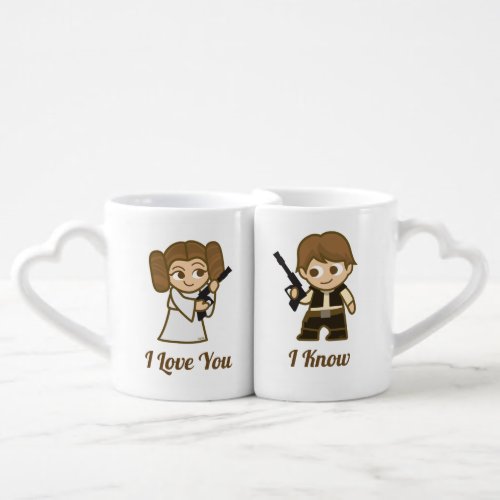 Star Wars Cartoon Leia and Han Coffee Mug Set