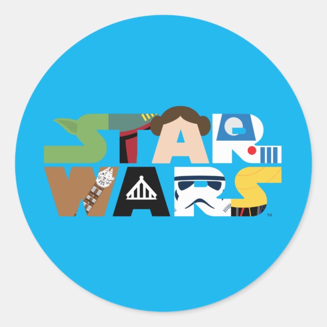 Star Wars Character Letters Logo Classic Round Sticker (Front)