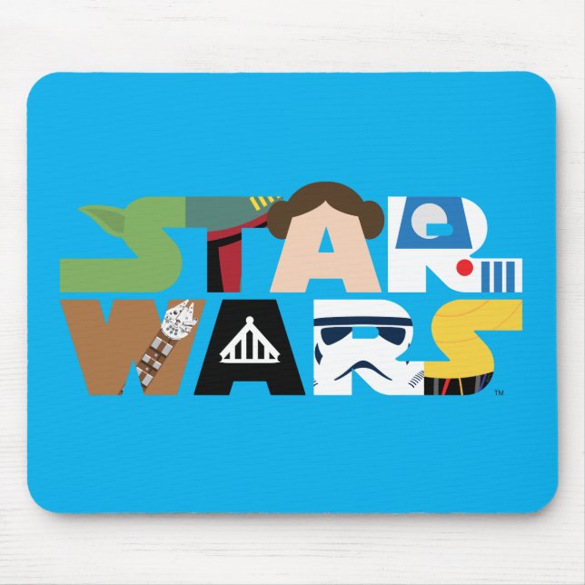 Star Wars Character Letters Logo Mouse Pad (Front)