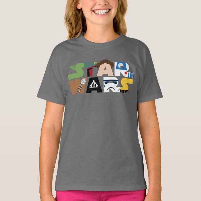 Star Wars Character Letters Logo T-Shirt (Front)