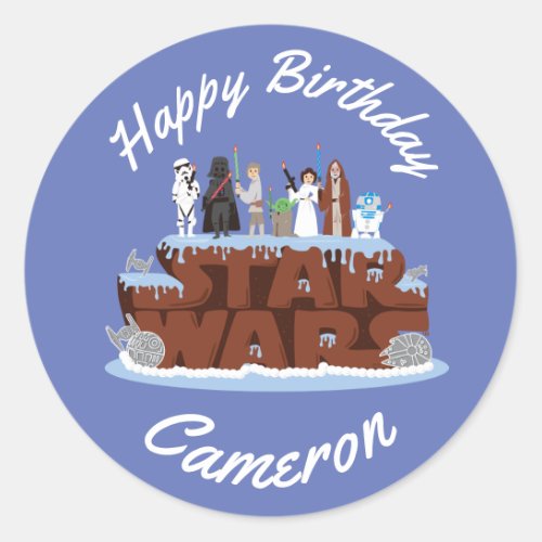 Star Wars Characters Birthday Cake Classic Round Sticker
