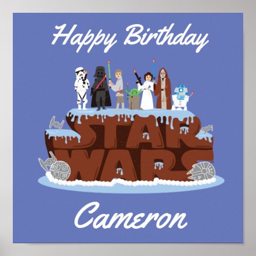 Star Wars Characters Birthday Cake Poster