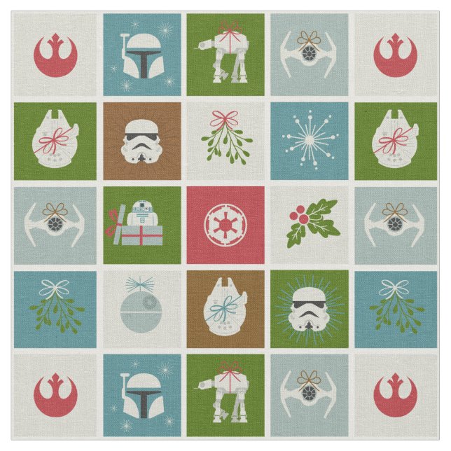 Star Wars Christmas Icon Pattern Fabric (Close Up)