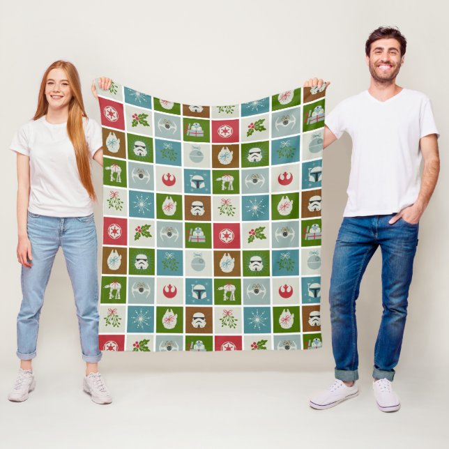 Star Wars Christmas Icon Pattern Fleece Blanket (In Situ)
