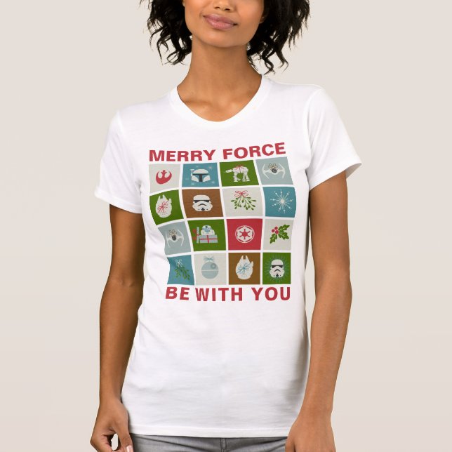 Star Wars Christmas Icon Pattern T-Shirt (Front)
