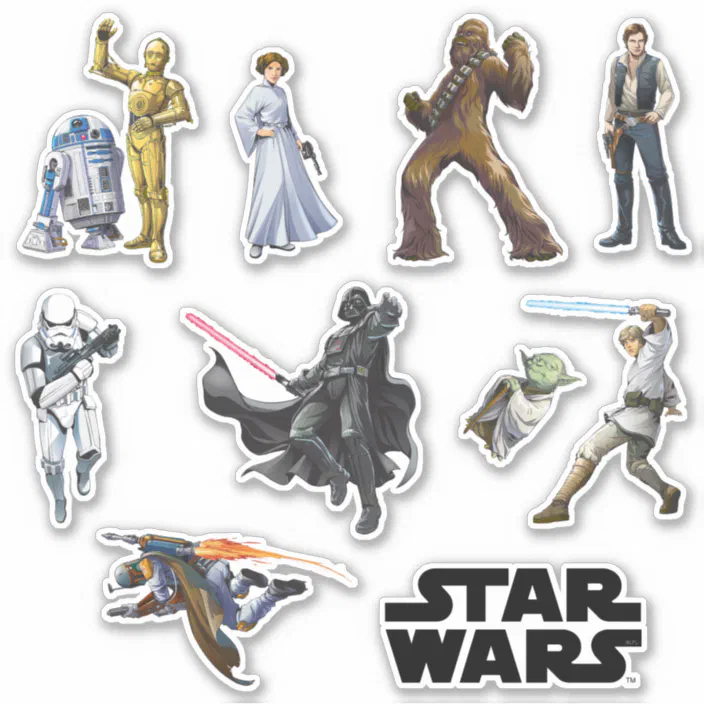 star wars classic characters sticker zazzle com