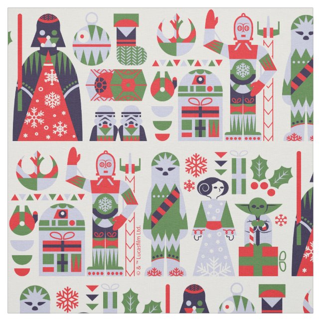 Star Wars Classic Christmas Icon Pattern Fabric (Swatch)