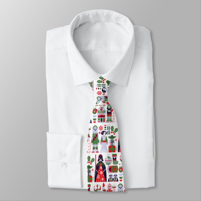 Star Wars Classic Christmas Icon Pattern Neck Tie (Tied)