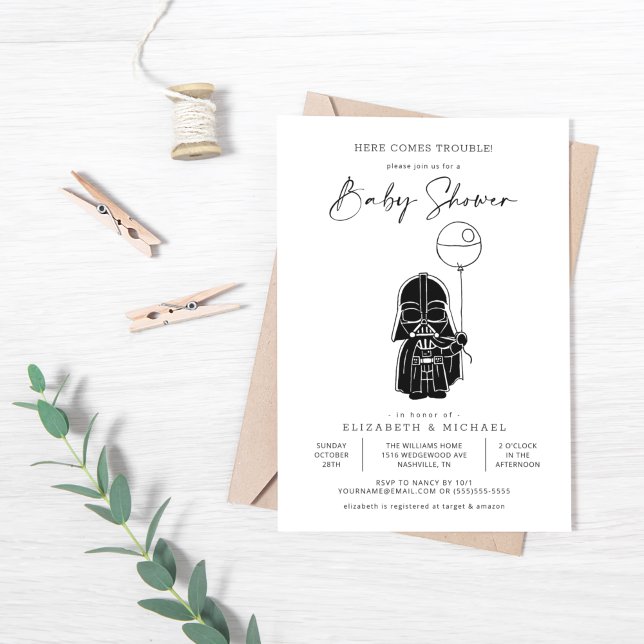 Star Wars | Darth Vader Balloon Baby Shower Invitation (Creator Uploaded)