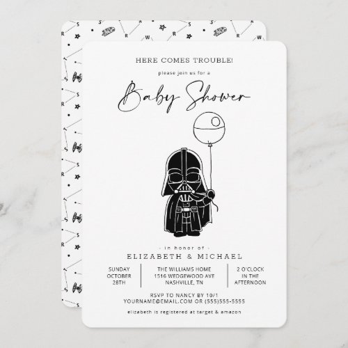 Star Wars  Darth Vader Balloon Baby Shower Invitation