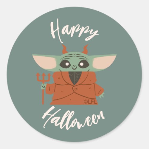 Star Wars Grogu Devil Halloween Graphic Classic Round Sticker