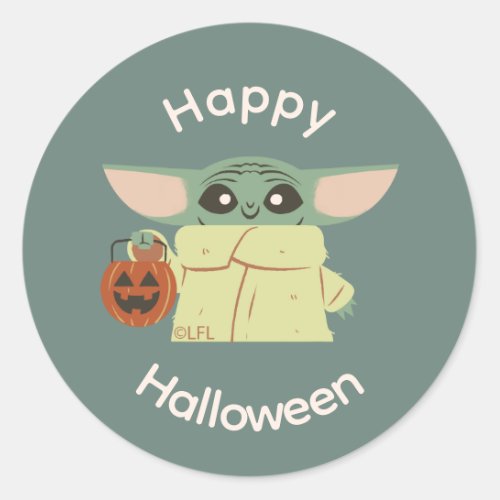 Star Wars Grogu Halloween Trick_or_Treating Classic Round Sticker