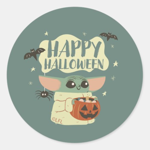 Star Wars Grogu Happy Halloween Graphic Classic Round Sticker