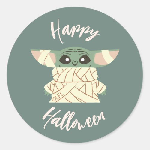 Star Wars Grogu Mummy Halloween Graphic Classic Round Sticker