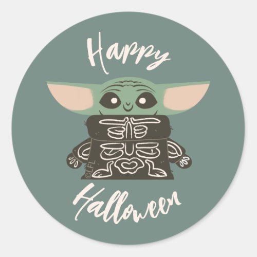 Star Wars Grogu Skeleton Halloween Graphic Classic Round Sticker