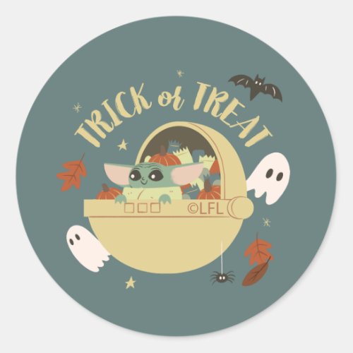 Star Wars Grogu Trick or Treat Halloween Graphic Classic Round Sticker