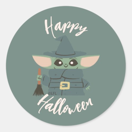 Star Wars Grogu Witch Halloween Graphic Classic Round Sticker
