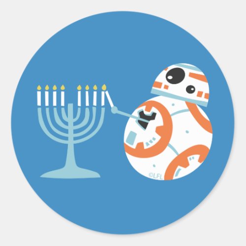 Star Wars Hanukkah BB_8 Lights Menorah Classic Round Sticker
