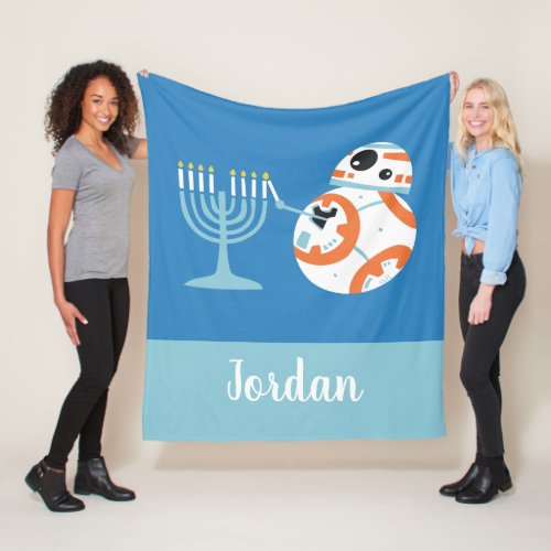 Star Wars Hanukkah BB_8 Lights Menorah Fleece Blanket