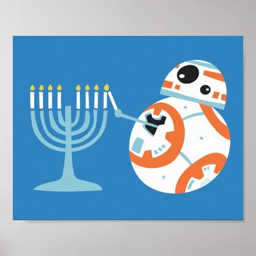 Star Wars Hanukkah BB_8 Lights Menorah Poster