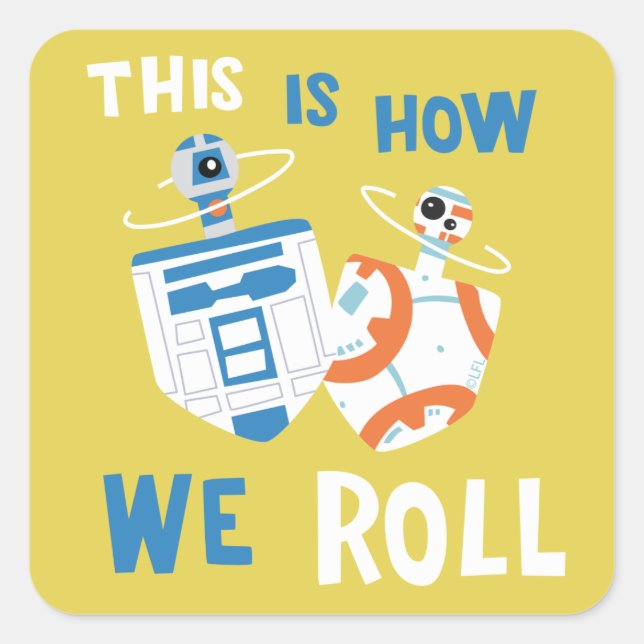 Star Wars Hanukkah R2-D2 & BB-8 Dreidels Square Sticker (Front)