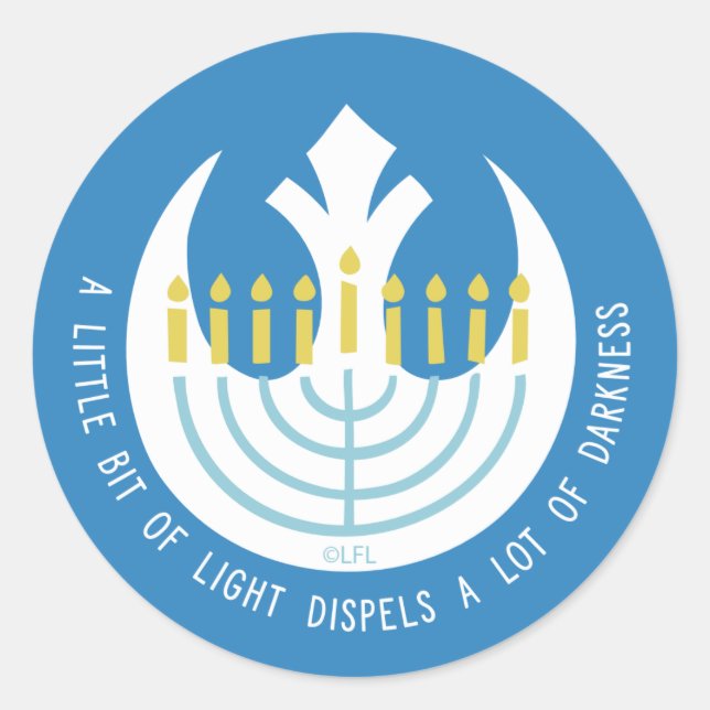 Star Wars Hanukkah Rebel Insignia Menorah Classic Round Sticker (Front)