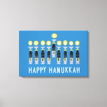 Star Wars "Happy Hanukkah" Lightsaber Menorah Canvas Print<br><div class="desc">Check out these lightsabers lit with short flames in the form of a menorah with "Happy Hanukkah" written below!</div>