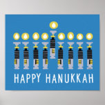 Star Wars "Happy Hanukkah" Lightsaber Menorah Poster<br><div class="desc">Check out these lightsabers lit with short flames in the form of a menorah with "Happy Hanukkah" written below!</div>