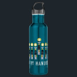 Star Wars "Happy Hanukkah" Lightsaber Menorah Stainless Steel Water Bottle<br><div class="desc">Check out these lightsabers lit with short flames in the form of a menorah with "Happy Hanukkah" written below!</div>