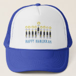 Star Wars "Happy Hanukkah" Lightsaber Menorah Trucker Hat<br><div class="desc">Check out these lightsabers lit with short flames in the form of a menorah with "Happy Hanukkah" written below!</div>