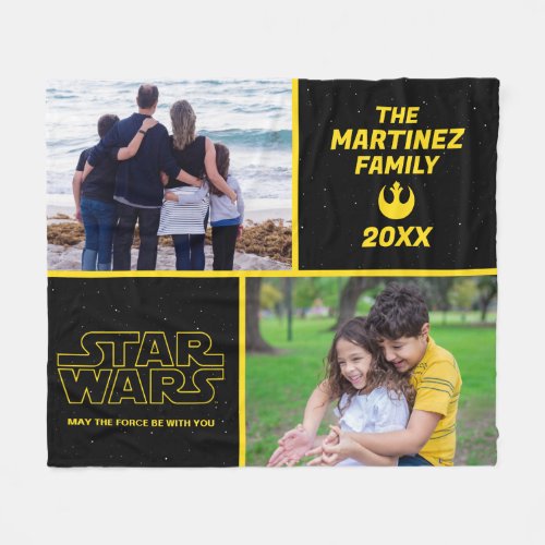 Star Wars Lined Logo Family Photo Fleece Blanket