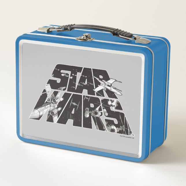 Star Wars Logo | X-Wing & TIE Fighter Battle Metal Lunch Box (Front)