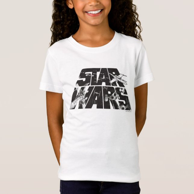 Star Wars Logo | X-Wing & TIE Fighter Battle T-Shirt (Front)