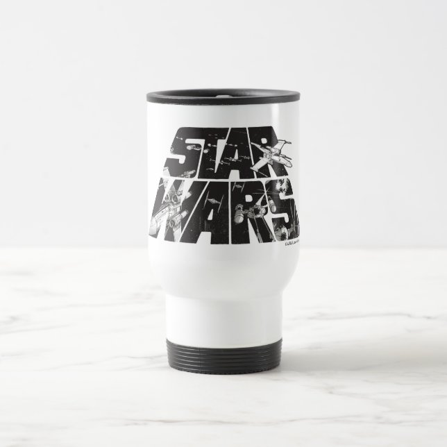 Star Wars Logo | X-Wing & TIE Fighter Battle Travel Mug (Center)