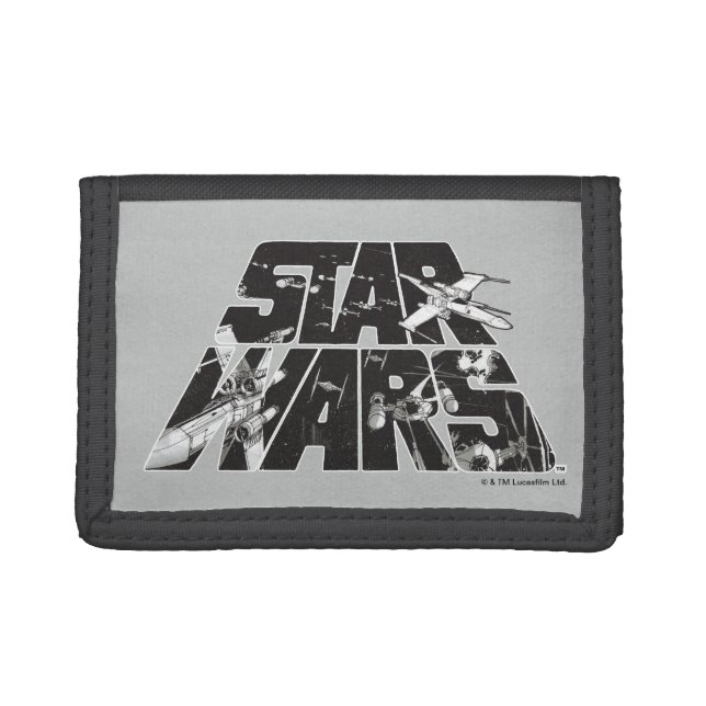 Star Wars Logo | X-Wing & TIE Fighter Battle Trifold Wallet (Front)