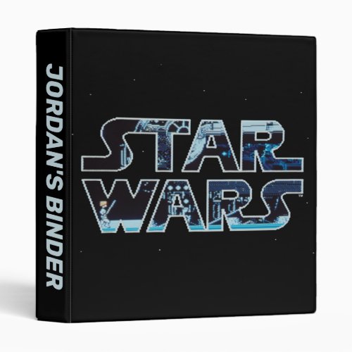Star Wars Luke Skywalker Retro Video Game Logo 3 Ring Binder