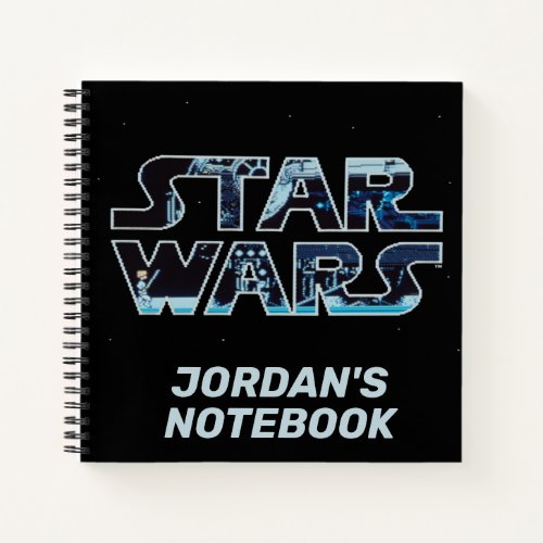 Star Wars Luke Skywalker Retro Video Game Logo Notebook