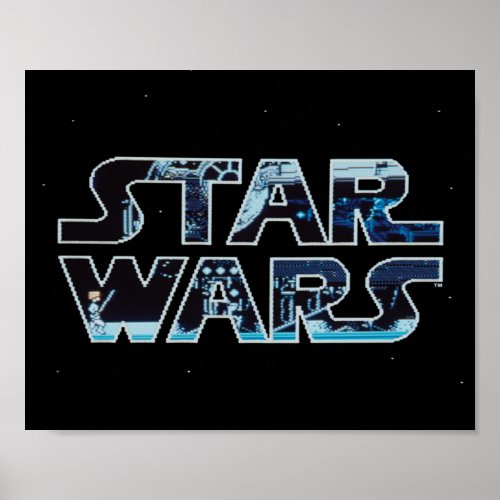 Star Wars Luke Skywalker Retro Video Game Logo Poster