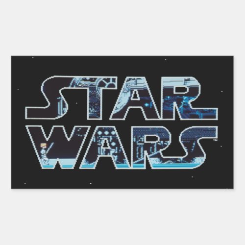 Star Wars Luke Skywalker Retro Video Game Logo Rectangular Sticker