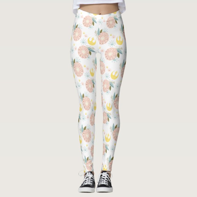 Star Wars Pink Floral Pattern Leggings (Front)