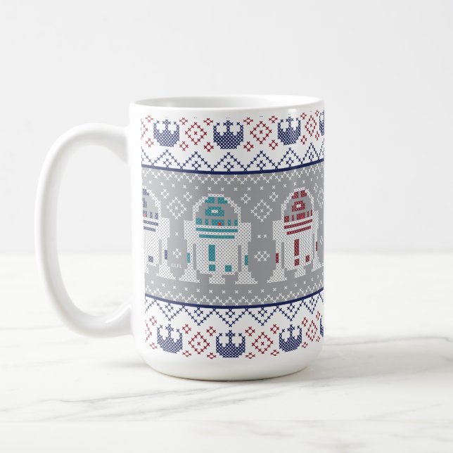 Star Wars R2-D2 Holiday Cross-Stitch Pattern Coffee Mug (Left)