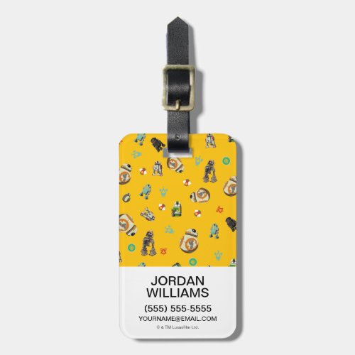 Star Wars Resistance  Yellow Droids Pattern Luggage Tag