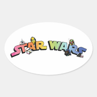 Star Wars Retro Gradient Character Logo Oval Sticker