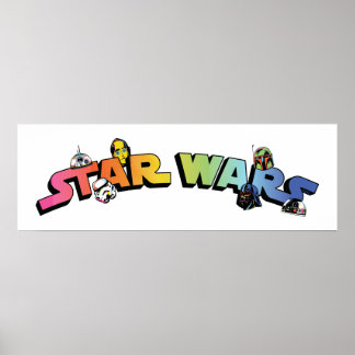 Star Wars Retro Gradient Character Logo Poster