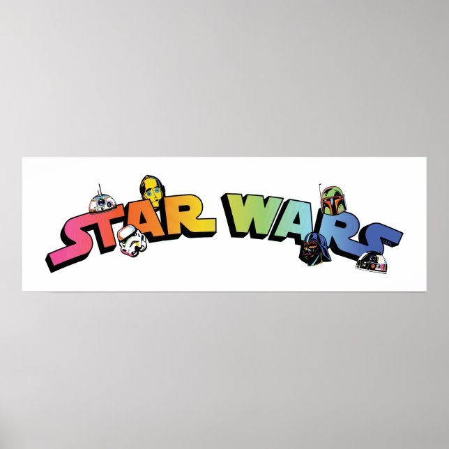 Star Wars Retro Gradient Character Logo Poster (Front)