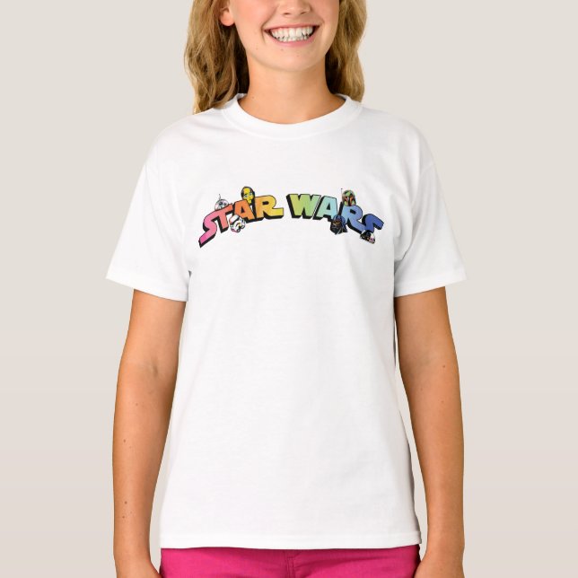 Star Wars Retro Gradient Character Logo T-Shirt (Front)