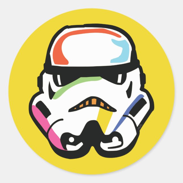 Star Wars Retro Pop Stormtrooper Helmet Classic Round Sticker (Front)