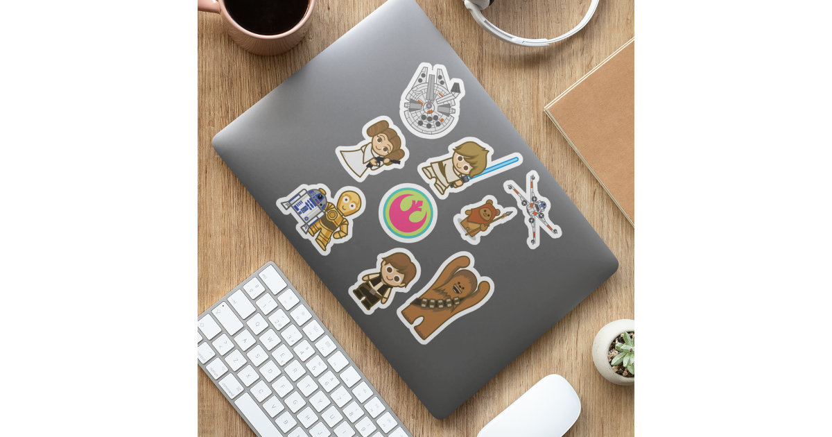 Mini Characters Climbing Star Wars Logo Sticker, Zazzle