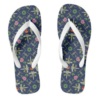 Star Wars Symbols & Vehicles Floral Pattern Flip Flops