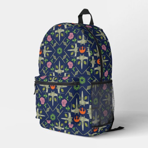 Star Wars Symbols  Vehicles Floral Pattern Printed Backpack